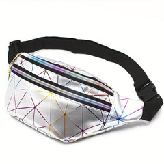 Holographic Fanny Pack Laser Geo Pattern Crossbody Bag