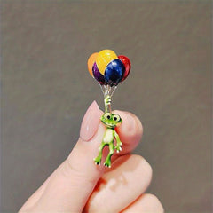 Funny Balloon Frog Brooches Colorful Balloons Pin Travel Gift