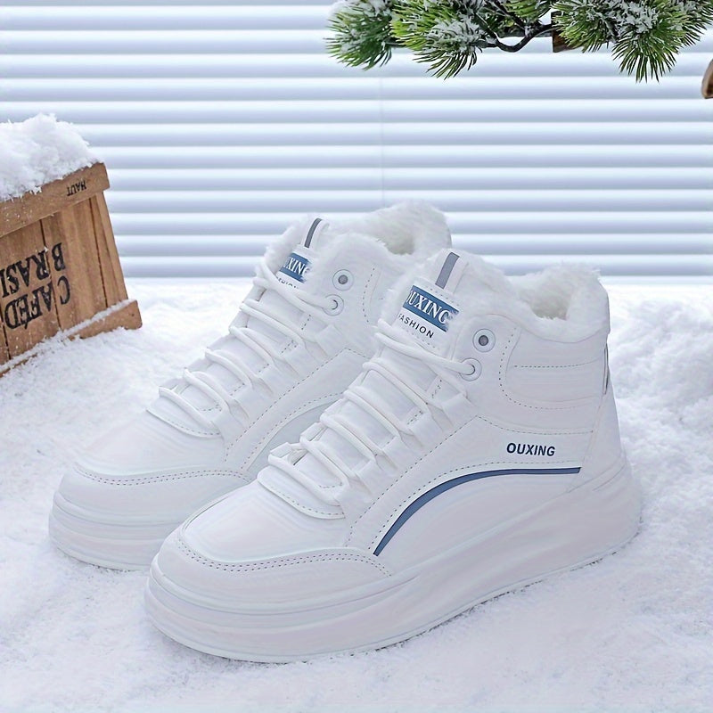 Women's Winter Sneakers Fleece Lining High Top Outdoor Casual Platform Shoes