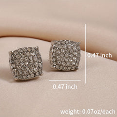 Micro Pave Zircon Stud Earrings 925 Silver Plated Unisex