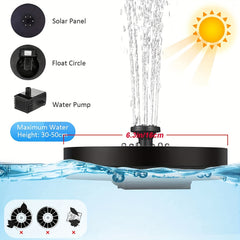 Solar Fountain Pump For Bird Bath 3W 6 Nozzles LED Light
