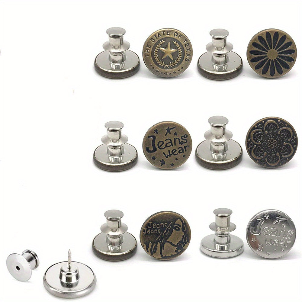 6pcs Adjustable Seam Button Pins for Jeans Sweater Suit