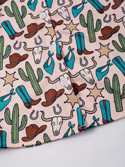 Boys Cactus Bull Head Star Print Shirt Tops Casual For Summer Kids Clothes