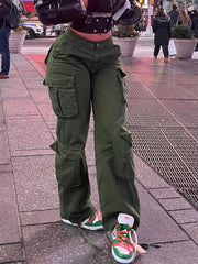  High Rise Straight Leg Cargo Trousers