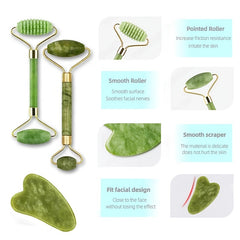 Jade Roller & Gua Sha Facial Massager for Face Eyes Neck and Body