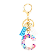 Resin English Letters Keychain Pendant With Tassel Bag Ornament Accessories