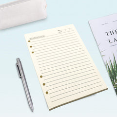 40 Sheets A6 Lined Refill Paper 6 Hole Punched for Budget Planner