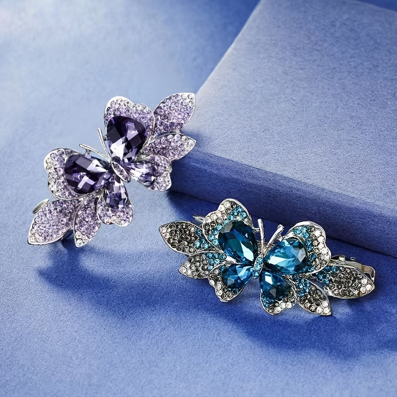 Glitter Rhinestone Hair Clip Spring Flower Butterfly Hairpin Crystal Barrette