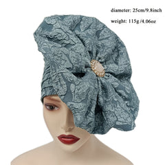 Oversized Lace Flower Turban Cap Head Wrap Solid Head Scarf Hijab Women