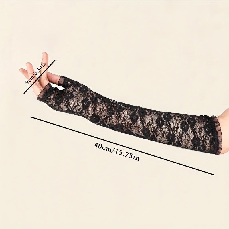 Lace Fingerless Gloves Long Arm Warmers