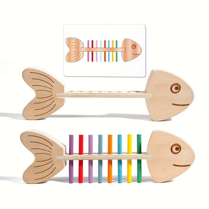 Colorful Striped Fishbone Toy for Fine Motor Skills