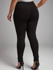  Casual Leggings Women's Plus Contrast Lace Solid Elastic