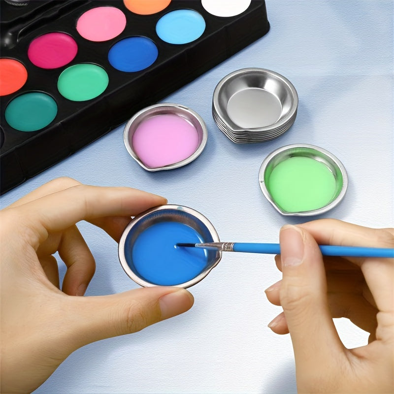 12pcs Stainless Steel Paint Palette for Students