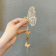 Metal Hollow Butterfly Hair Claw With Tassels Lady Thick Hair Barrette