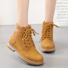Women's Solid Snow Boots Non Slip Round Toe Casual Walking Boots