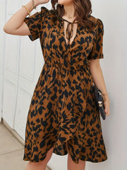  Painting Print Knot Front Dress Women's Plus Dress