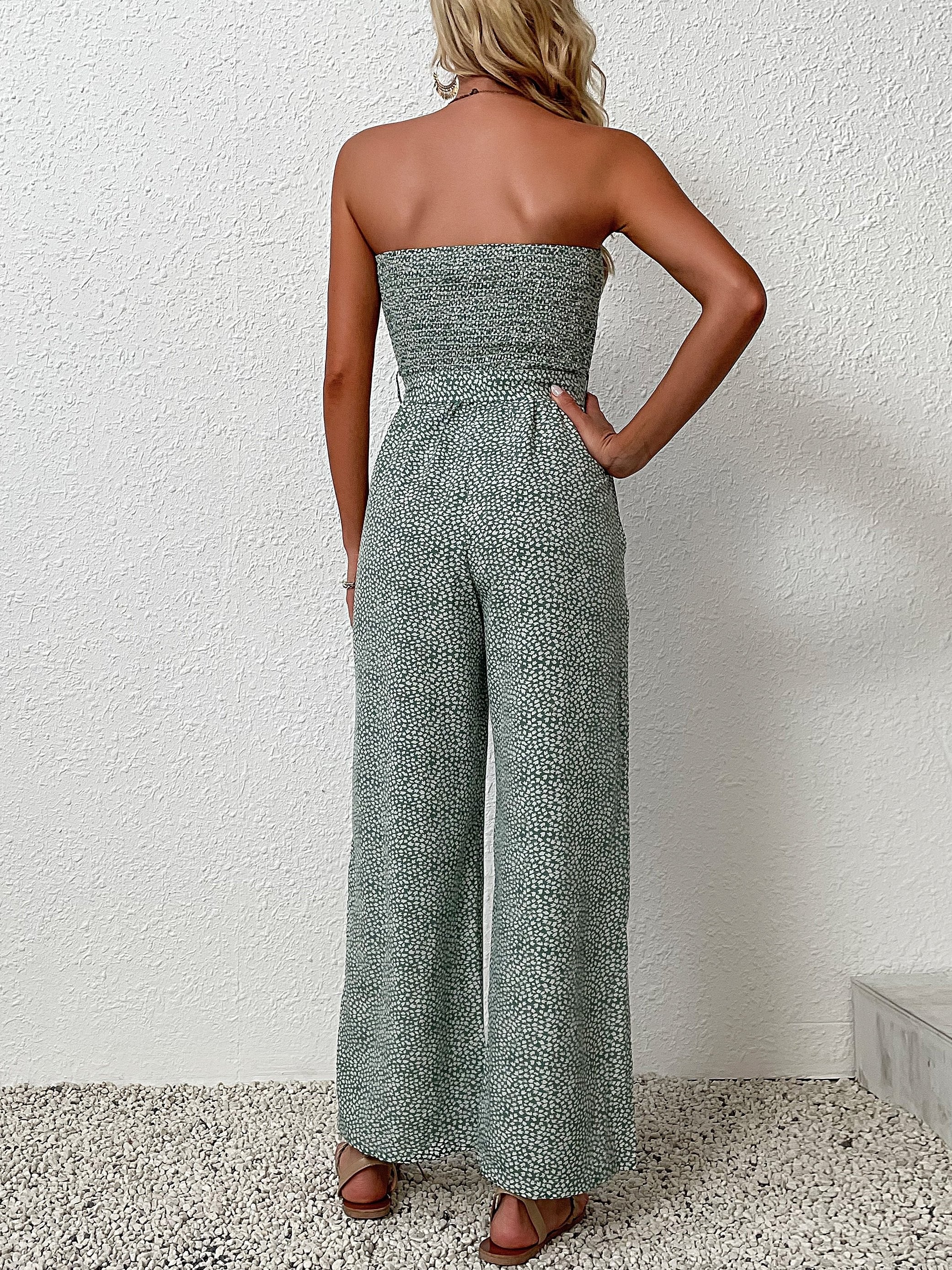 Boho Ditsy Floral Off Shoulder Jumpsuit