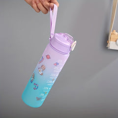 900ml Gradient Plastic Water Bottle Leakproof with Time Scale for Outdoor Sports