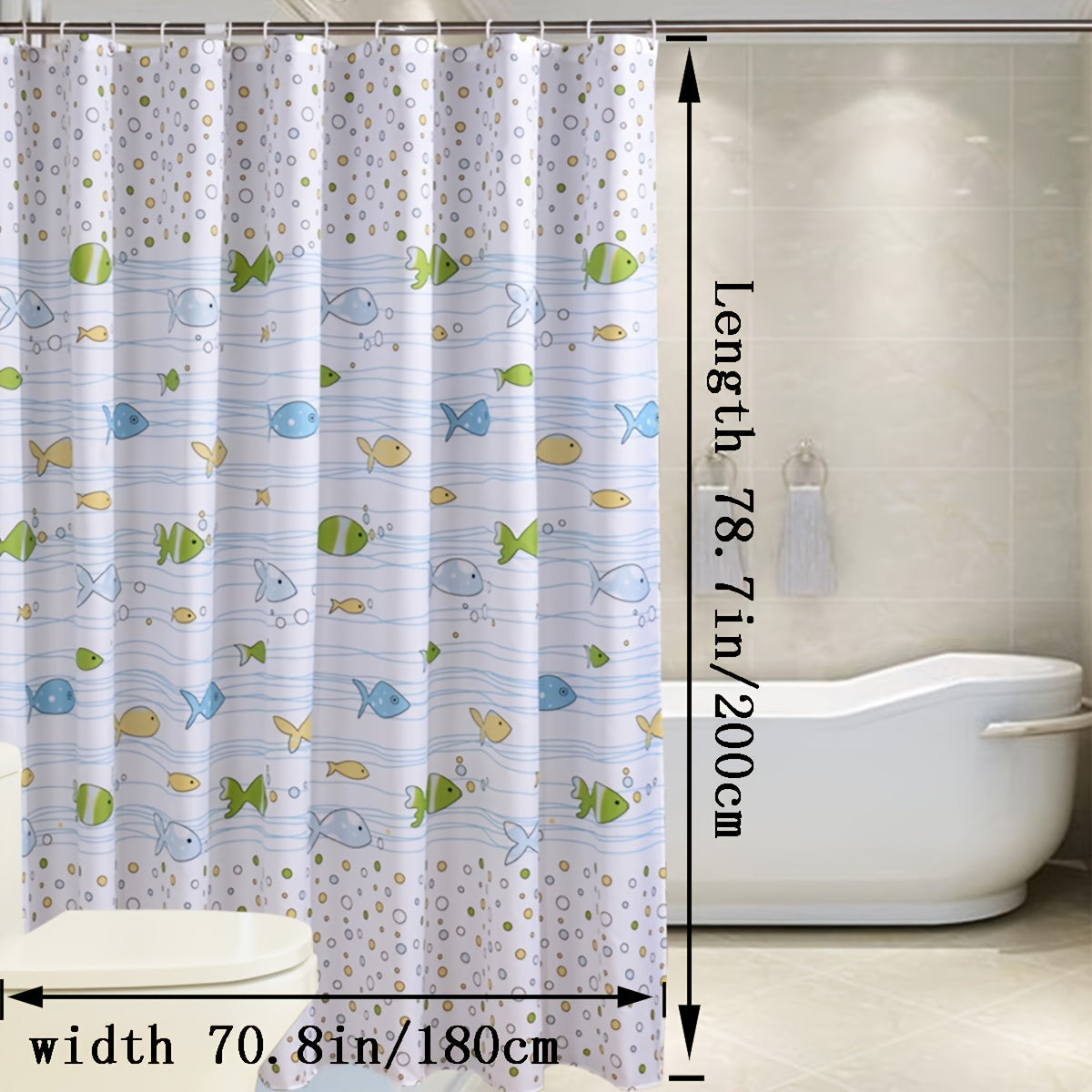 Waterproof Fresh Small Fish Shower Curtain with Metal Grommets