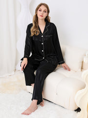  Women's Striped Pajama Set with Short Sleeve Shirt & Pants