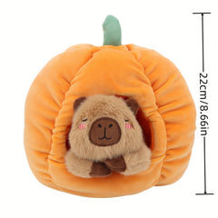 Halloween Plush Capybara in Pumpkin House Soft Stomach Cozy