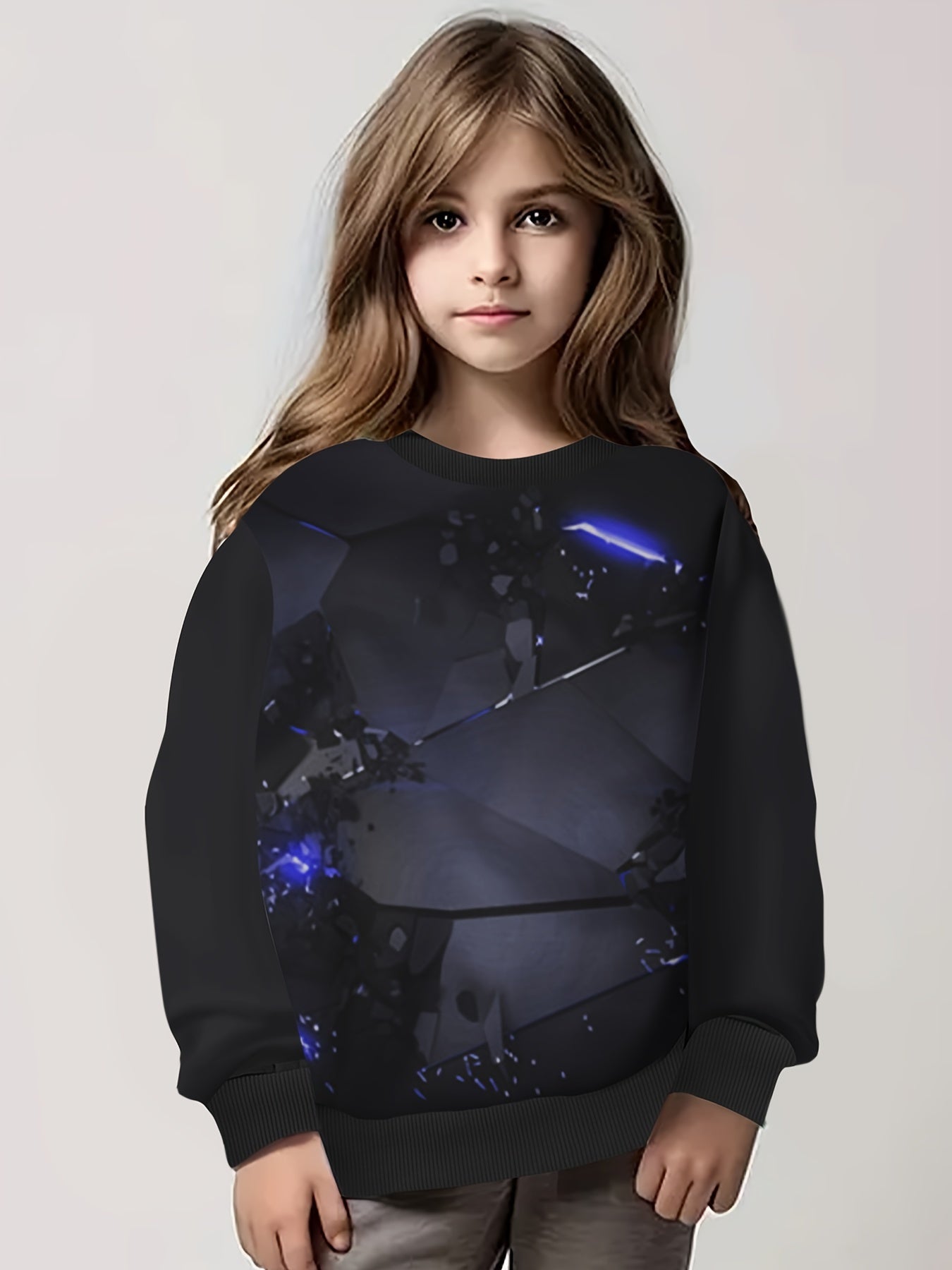 Kids Crew Neck Long Sleeve Sweatshirt Pullover Tops