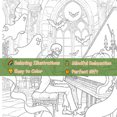 Deluxe Gothic Halloween Adult Coloring Book 22 Pages 20x20cm