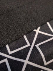  Geometric Print Colorblock Round Neck Dress