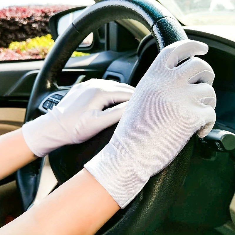 Short Sunscreen Satin Gloves for Women