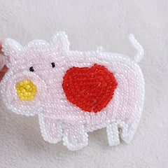 Nail Bead Pig Embroidery Patch For Girls Clothing DIY
