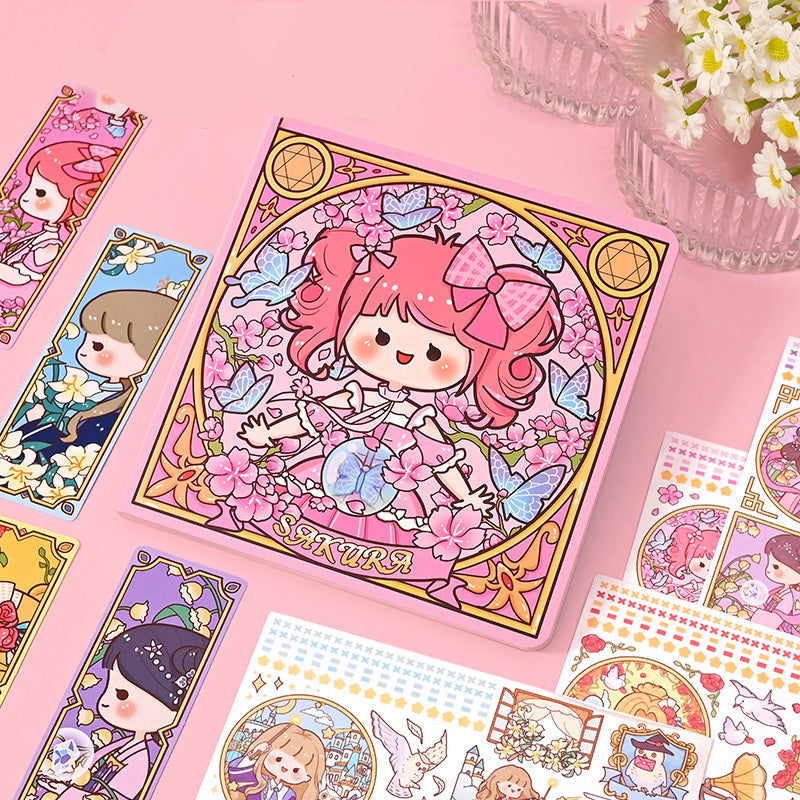 Cartoon Square Notebook + Stickers & Bookmarks for Students
