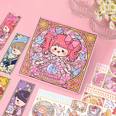 Cartoon Square Notebook + Stickers & Bookmarks for Students