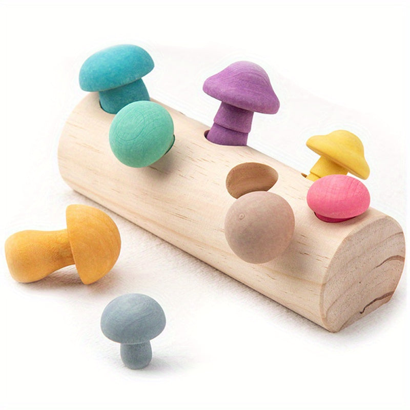 Wooden Mushroom Building Block Set for Halloween, Thanksgiving, Christmas