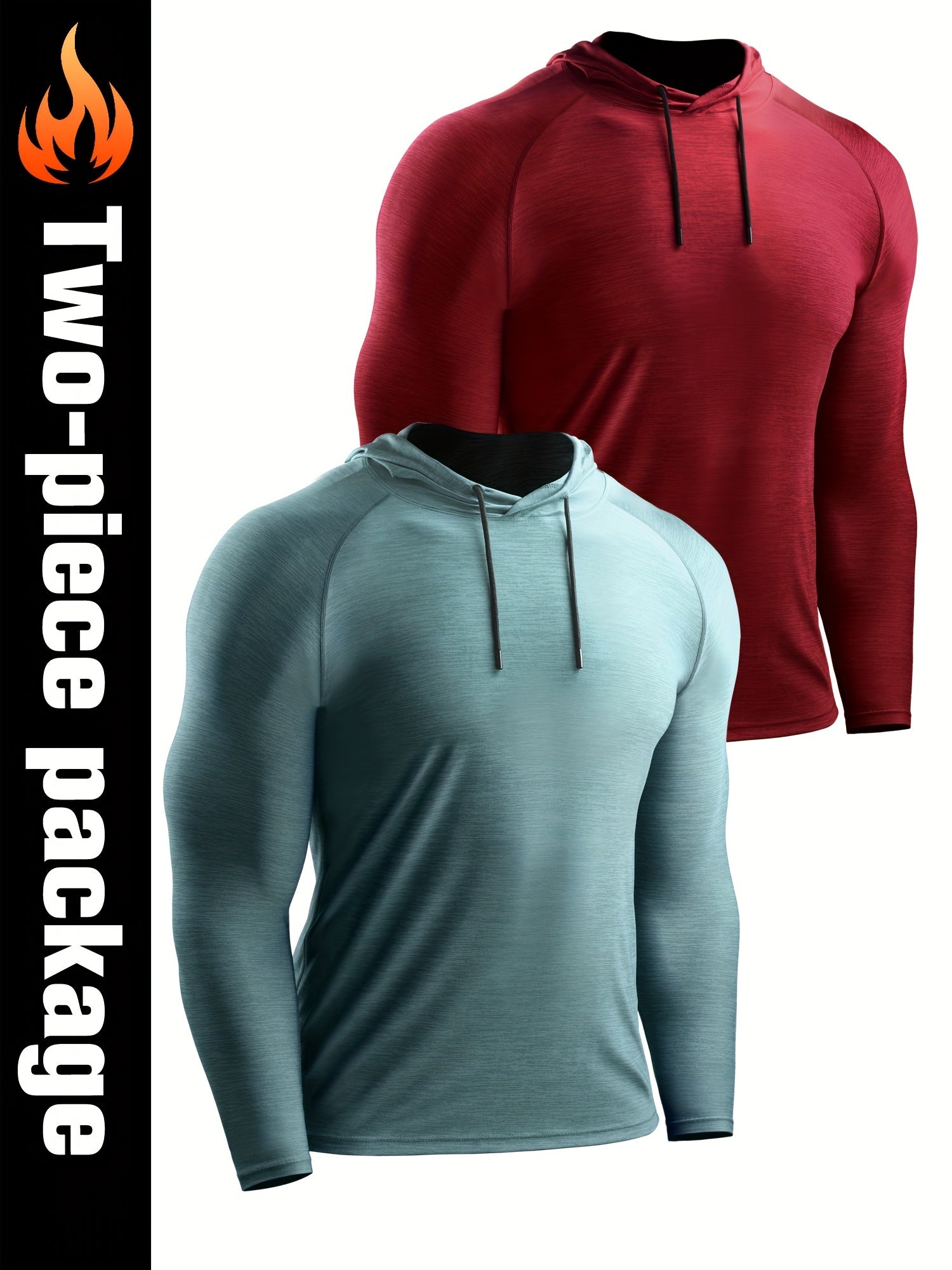 2pcs Men's Hooded Sports T-shirt Quick Drying Top