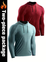 2pcs Men's Hooded Sports T-shirt Quick Drying Top
