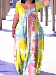  Casual Dress Women's Plus Letter & Heart Print Maxi Dress