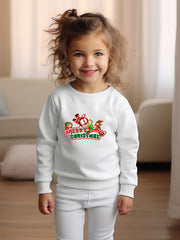 Santa & Elf Graphic Crew Neck Long Sleeve Sweatshirt Kids Christmas Gift