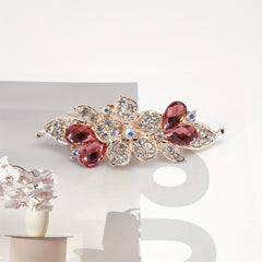 Rhinestone Flower Hair Clip French Barrette Non Slip Hair Accessory