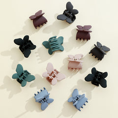 12pcs Matte Mini Butterfly Shape Hair Claw Plastic Shark Claw Hair Accessories