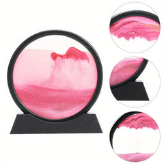 7" Round Flowing Sand Art Decoration Pink