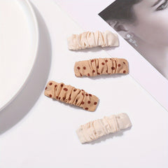 Polka Dot Pattern Hair Clip Pleated Snap Clip Style Hair Clip For Women Girls