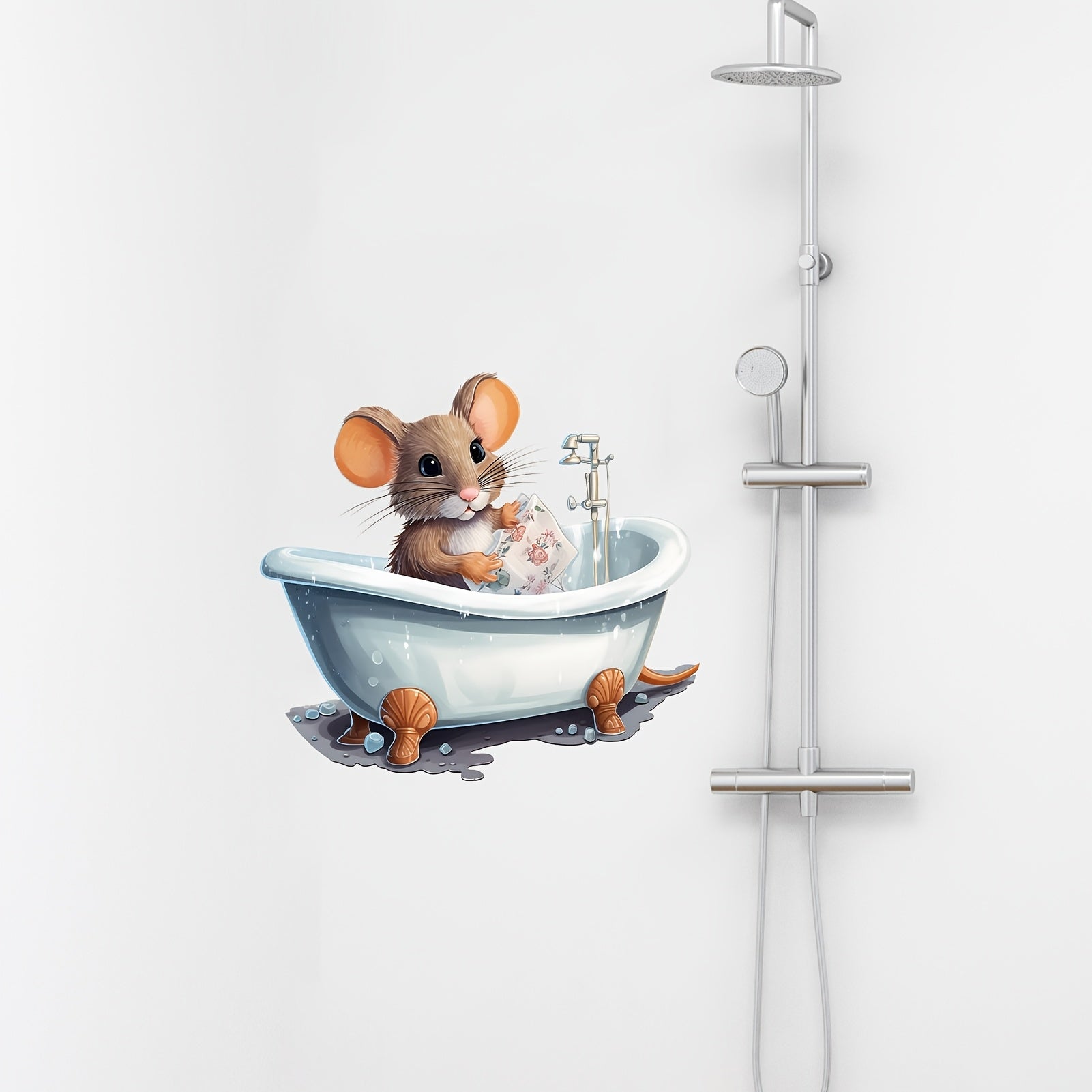 Mouse in Bathtub 3D Wall Sticker