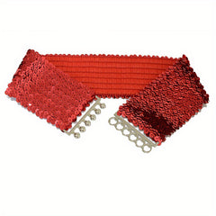 Sparkling Sequins Wide Belt for Women Elastic Dress Coat Waistband