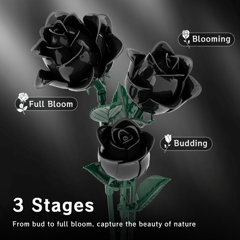 Gothic Roses Bouquet Building Set Artificial Flowers for Valentines & Mothers