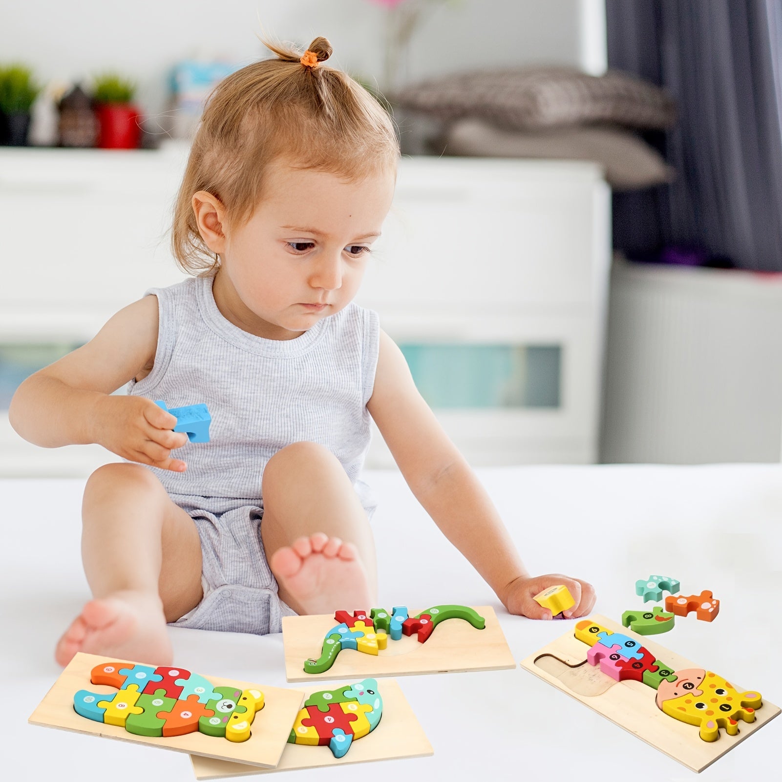 Wooden Montessori Animal Shape Puzzles Toy for Toddlers