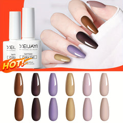 6 Colors Gel Nail Polish Starter Kit Nude Brown Purple Collection