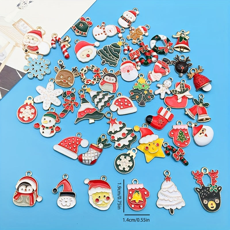 46pcs Enamel Charms Christmas Series For Jewelry Making Necklace Bracelets Decor