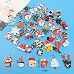 46pcs Enamel Charms Christmas Series For Jewelry Making Necklace Bracelets Decor