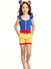 Princess Ruffle Sleeve Jumpsuit With Bow Romper for Girls