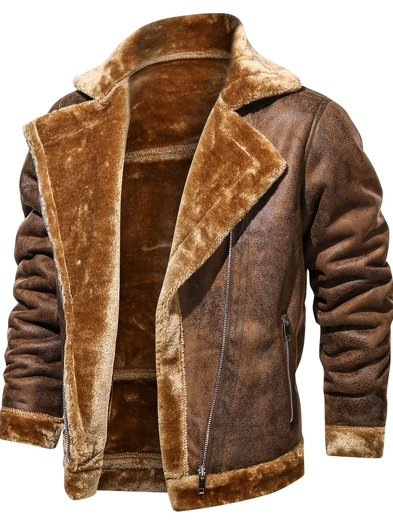 Men's Slim Suede Jacket with Fur